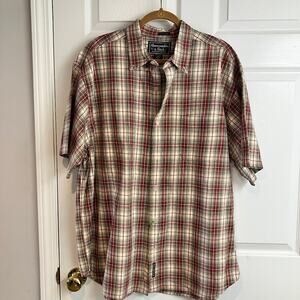 Abercrombie & Fitch BIGGEST SHIRT Short Sleeve Button Down Plaid Shirt Size L